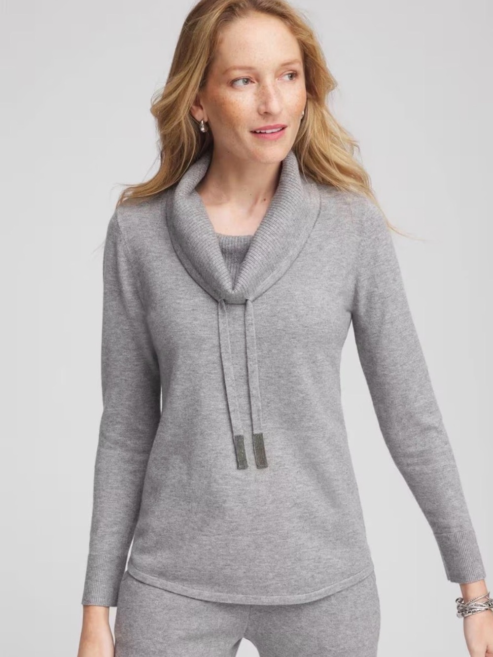 XL Chicos Zenergy Cashmere Blend Cowl Neck Sweater Women’s 3(US XL) Gray EUC